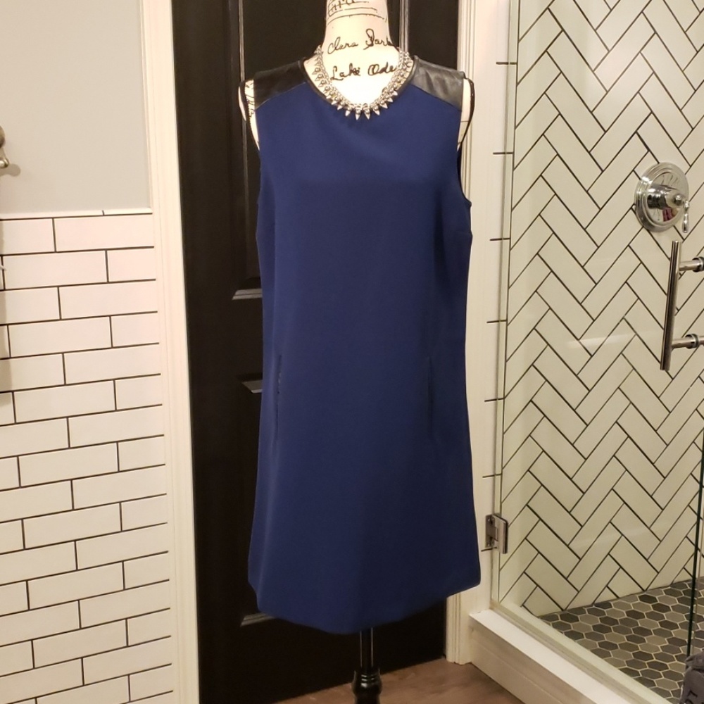 C Wonder Sleeveless Dress w Leather Detail
